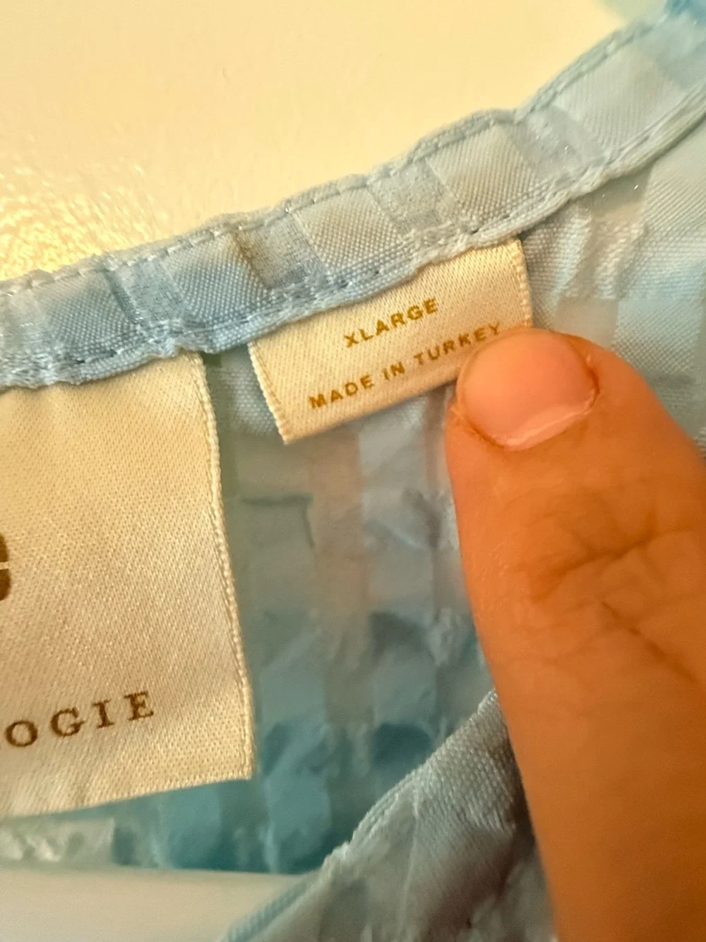 Anthropologie Maeve Light Blue Checkered Peplum Top - Picture 5 of 7